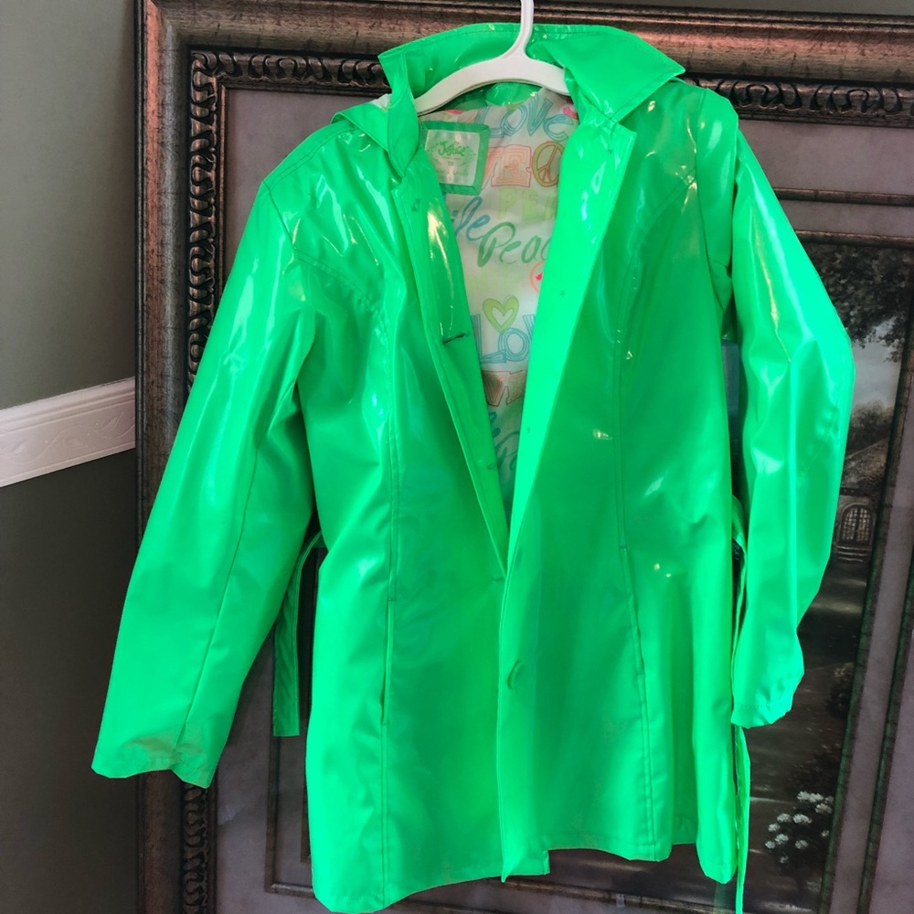 Juniors Neon Green Rain Coat